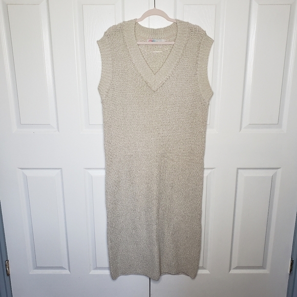 Free People Beach Sweater Dress M Swim Cover-up Lounge Boho Minimalist V-neck - Picture 3 of 10